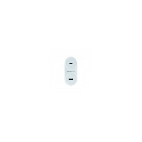 Cargador de Pared MobiFree MB-923354 - USB/USB Tipo C - Blanco