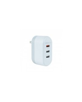 Cargador de Pared MobiFree MB-923378 - USB -3 Puertos - Blanco